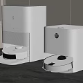 White Modern Robot Vacuum Charging Docks In Home Interior Floor 3d model