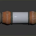 Ceramic Vessel With Orange Ceramic Ends And Silver Metal Middle Cylindrical Design