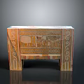 Decorative Wooden Chest With Classic Carved Patterns And Painted Details For Home Living