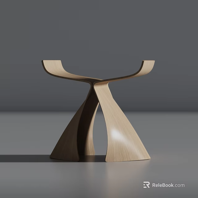 Modern Wooden Single Chair Featuring Unique Curved Structure And Artistic Minimalist Design 3d model 