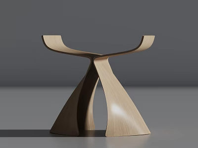 Modern Wooden Single Chair Featuring Unique Curved Structure And Artistic Minimalist Design 3d model