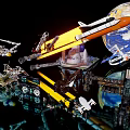 Aerospace Commercial Equipment Models Including Rocket Satellite And Space Station With Earth