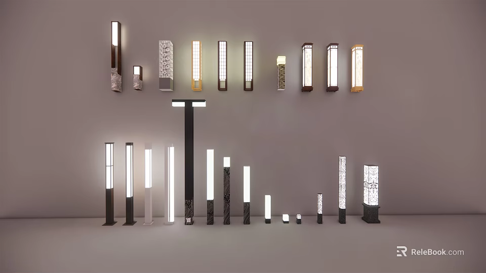 Modern Outdoor Lights With Various Floor And Wall Mounted Designs For Garden Patio Use 3d model 
