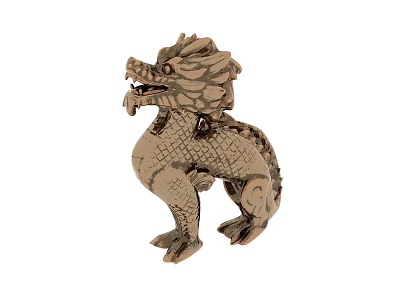 Flying Dragon Wooden Puzzle Model With Detailed Scales Horns And Claws In Standing Pose 3d model
