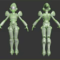 Red White Blue Humanoid Robot Models Front And Back View Mechanical Design 3d model
