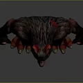 Fierce Werewolf Monster Character With Red Ears Glowing Yellow Eyes Muscular Body And Sharp Claws