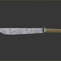 Vintage Metal Knife With Sharp Blade Brown Wrapped Handle And Reflective Surface On Dark Background