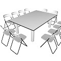 Modern Conference Table With Folding Chairs For Office Meeting Room Setup