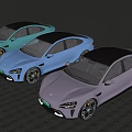 Electric Cars Blue Dark Blue and Gray Modern Sleek Sedan with Aerodynamic Body Design