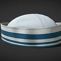 Classic Nautical Sailor Hat with Blue and White Stripes and Gold Anchor
