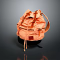Orange Canvas Backpack With Leather Straps Multiple Pockets And Modern Design 3d model