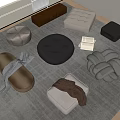 Modern sofa stool combination sofa 3d model