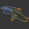 Futuristic Sci Fi Weapon With Green Grip Yellow Components And Metallic Structure 3d model