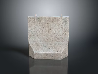 Concrete Structure Featuring Rectangular Body Two Red Small Cylinders And Irregular Bottom Geometry 3d model