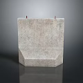 Concrete Structure Featuring Rectangular Body Two Red Small Cylinders And Irregular Bottom Geometry