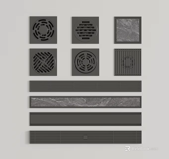 Various Design Drain Covers And Strip Drains For Bathroom Kitchen 3d model