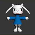 White Rabbit Character Wearing Blue Sweater With Open Arms 3D Model Design 3d model