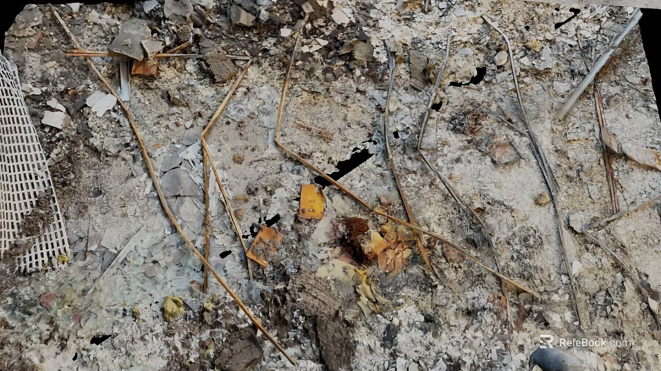 Natural Outdoor Ground Surface with Soil Stones Dry Twigs and Fallen Leaves 3d model 