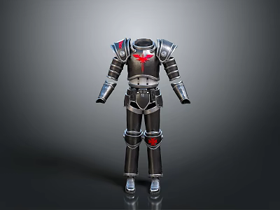 Medieval Knight Armor With Shiny Metal Chest Plate And Red Emblem 3d model
