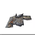 Burned Charred Van Wreckage In Fire Damaged Building Debris Scene