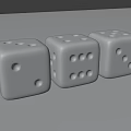 Colorful Set Of Three Red White Blue Dice With Smooth Shiny Surfaces