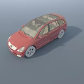 Red SUV Car With White Wheels Transparent Windows And Interior Seats