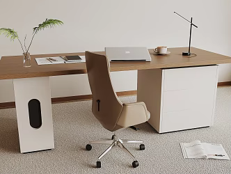 modern office desk and chair 3d model