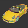 Yellow Convertible Sports Car with Sleek Body Design Silver Alloy Wheels and Black Interior