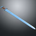 Blue Medieval Sword With Wooden Handle And Sharp Polished Blade