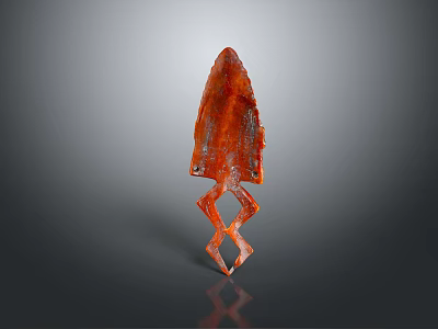 Ancient Red Stone Arrowhead With Geometric Base Design And Reflective Surface 3d model