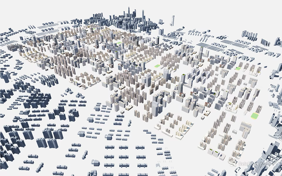Dense Urban Building Complex With Various High Rise Structures And Layout Design 3d model 