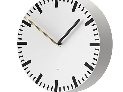 Modern Wall Clock with White Dial Black Markers and Black Gold Hands 3d model