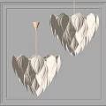 Elegant White Leaf Shaped Chandelier With Metal Chain For Modern Interior Decor