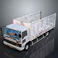 White Commercial Truck With Open Railed Cargo Bed And Front Design Features 3d model
