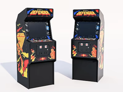 Retro Arcade Entertainment Appliances Featuring Classic Game Design And Control Panels 3d model