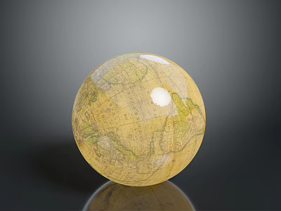 Elegant Transparent Glass Globe With Detailed World Map And Reflective Surface 3d model