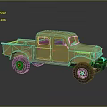 Yellow Vintage Utility Pickup Truck With Off Road Tires