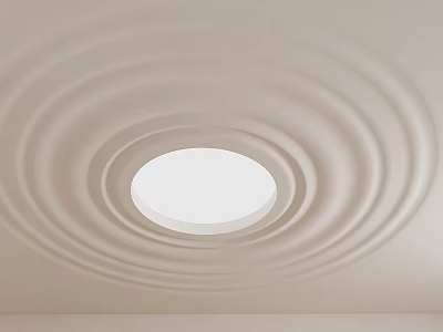 Ceiling Design With Circular Wavy Patterns And Central Light Fixture 3d model