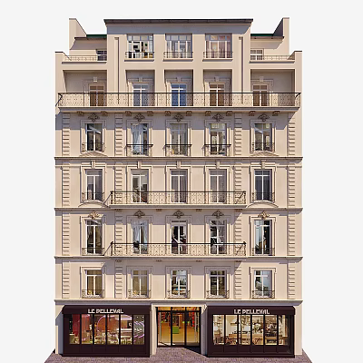 Background facade of Jane European residential building 3d model