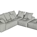 Gray L shaped Sectional Sofa With Plush Cushions Modern Comfortable Design 3d model
