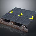 Gray Metal Equipment Plate With Yellow Arrows Rusty Bolts And Holes