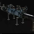 Industrial Equipment Steel Pipes Valves Flanges Mounted on Metal Supports for Fluid Control