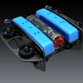 Smart Underwater Drone With Blue Body Black Frame Propellers And Camera 3d model