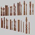 Various Decorative Wooden Railing Balusters with Classic and Modern Design Styles