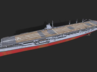 Aircraft Carrier With Long Flight Deck And Island Superstructure Naval Vessel 3d model