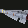 Military Missile Weapon With Silver Body Yellow Bands And Rear Fins Structure