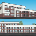 Modern School Building Featuring White Brown Exteriors Large Glass Windows Multi Story And Spacious Square