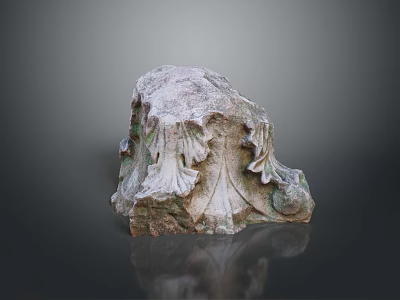 Decorative Stone Carving Ornament Featuring Intricate Floral Patterns And Textured Details 3d model