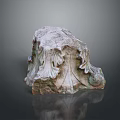 Decorative Stone Carving Ornament Featuring Intricate Floral Patterns And Textured Details