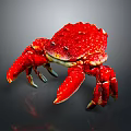 Red Crab With Vibrant Red Shell And Large Claws On Gray Background Showcasing Details